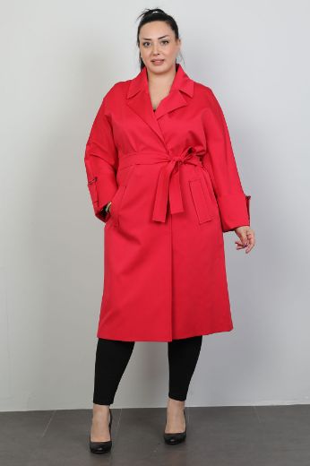 Women's plus size sale red trench coat