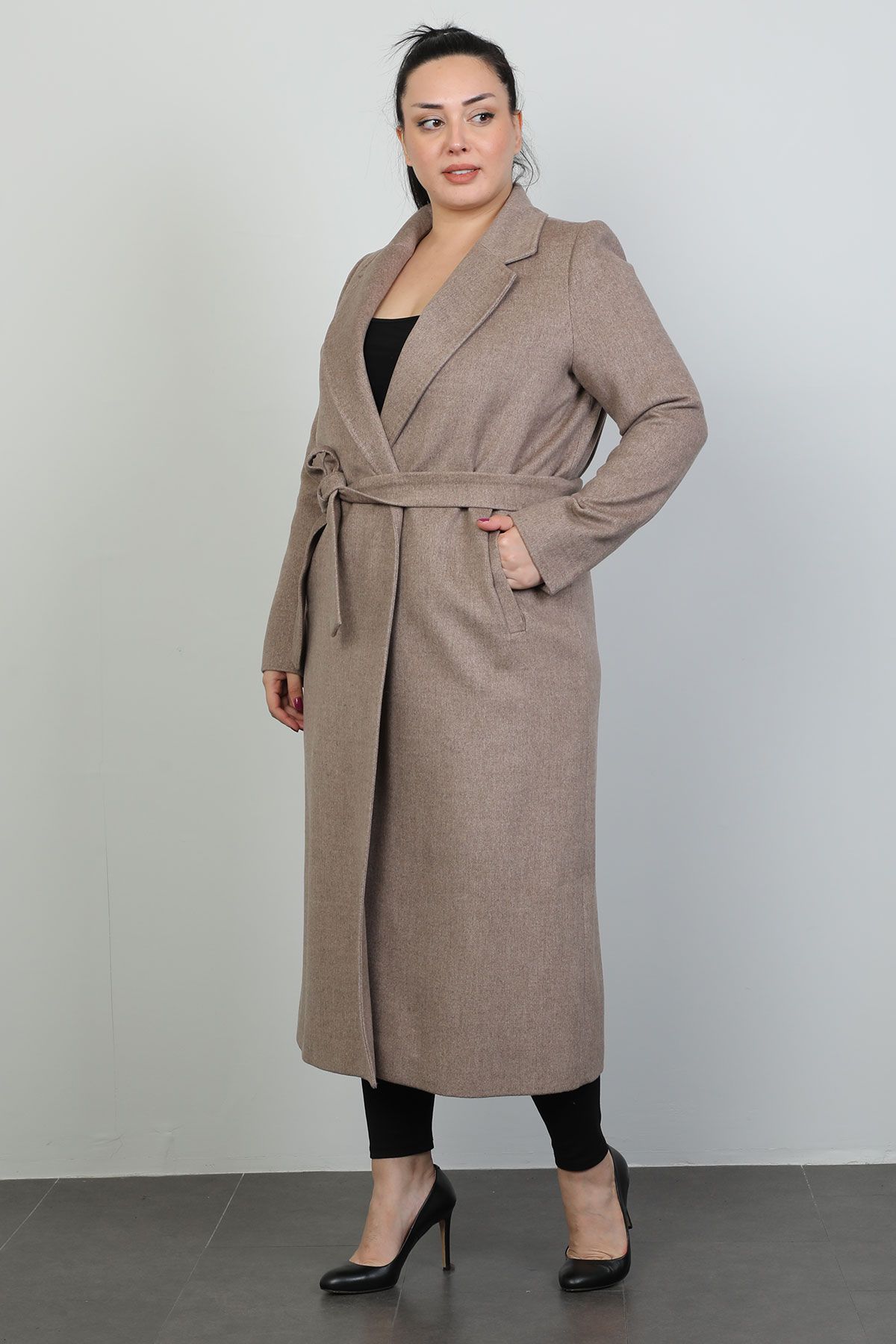 Plus size sale beige coat