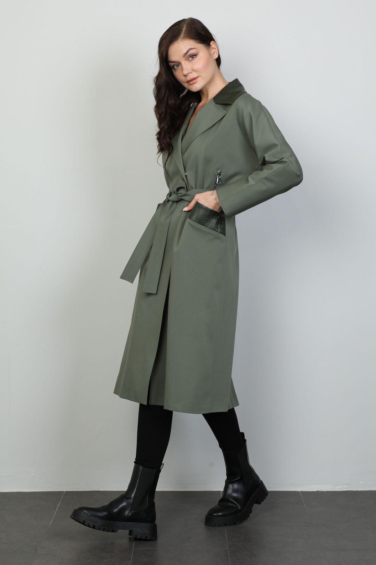 Military green hot sale trench coat