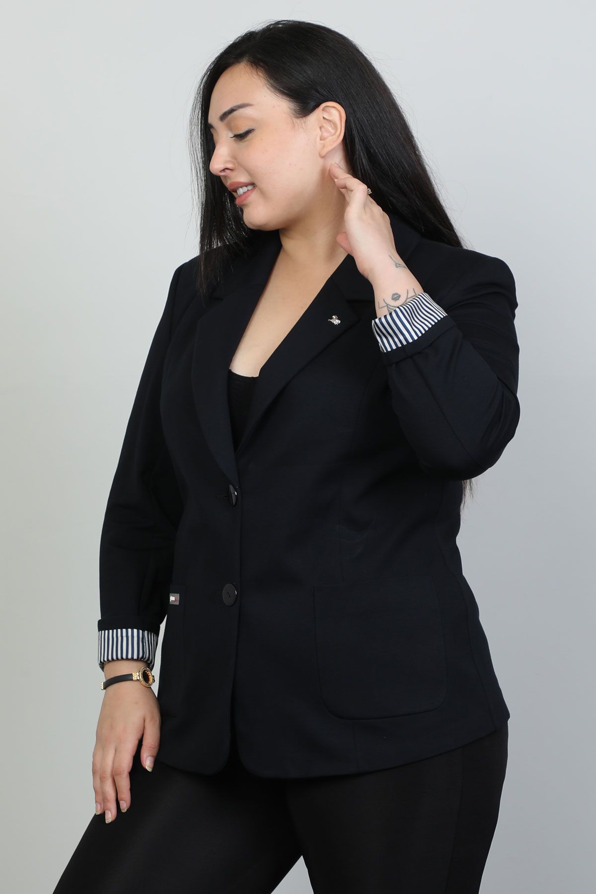 Navy blue 2024 plus size blazer