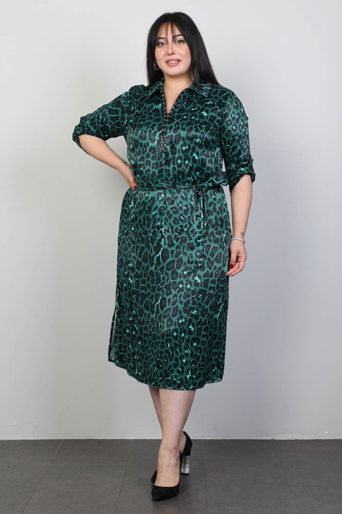 Biljana 6700xl GREEN Plus Size Women Dress | Dosso Dossi