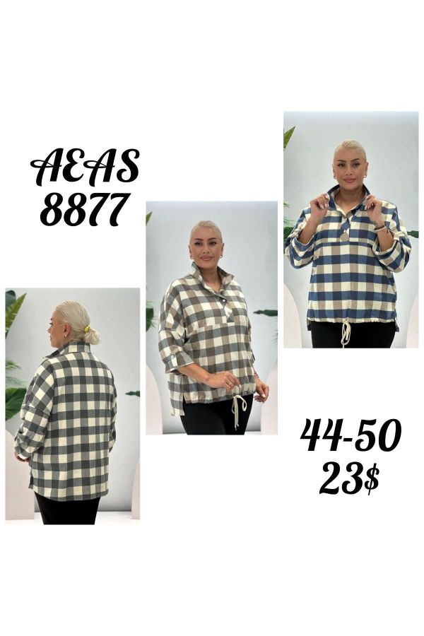 Изображение Aras 8877xl ТЕМНО-СИНИЙ Женская блузка большого размера