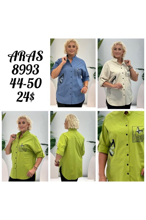 Изображение Aras 8993xl Фисташковый зеленый Женская блузка большого размера