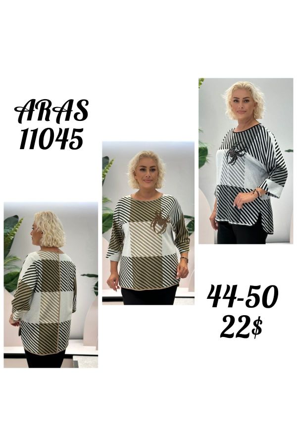 Изображение Aras 11045xl КОРИЧНЕВЫЙ Женская блузка большого размера