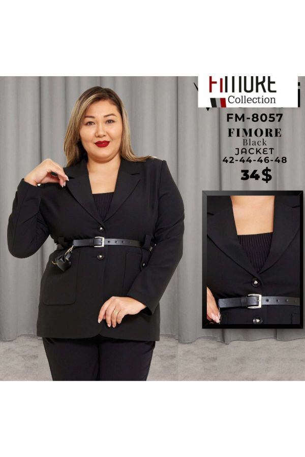 Fimore 8057xl SIYAH Büyük Beden Kadın Ceket resmi