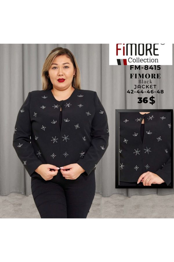 Fimore 8415xl SIYAH Büyük Beden Kadın Ceket resmi