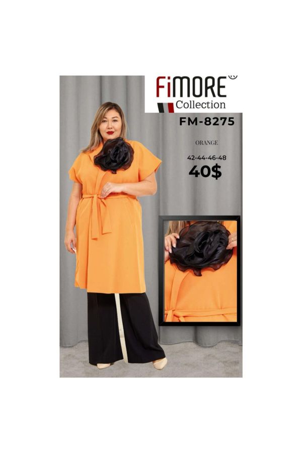 Picture of Fimore 8275xl ORANGE  Plus Size Women Trenchcoat