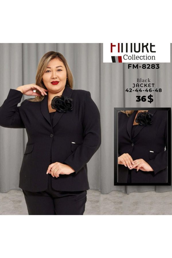 Picture of Fimore 8283xl BLACK Plus Size Women Jacket 