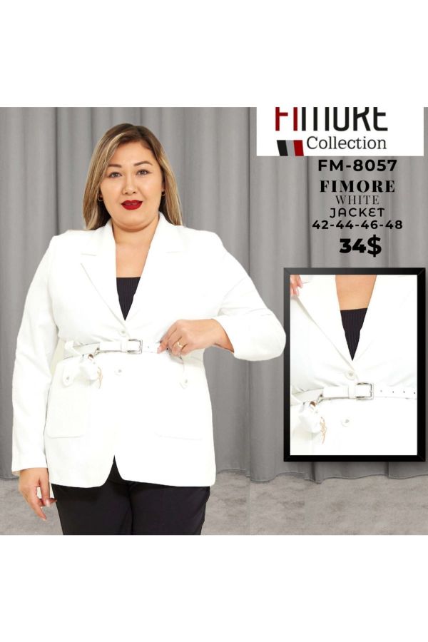 Fimore 8057xl EKRU Büyük Beden Kadın Ceket resmi