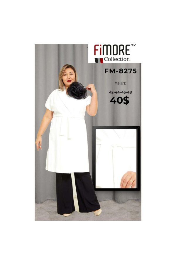 Picture of Fimore 8275xl ECRU  Plus Size Women Trenchcoat