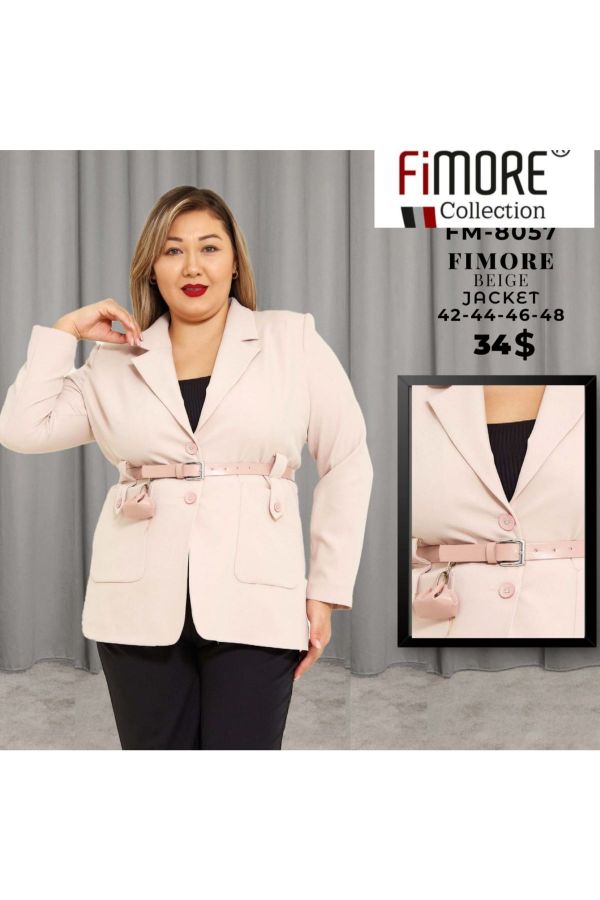 Fimore 8057xl PUDRA Büyük Beden Kadın Ceket resmi