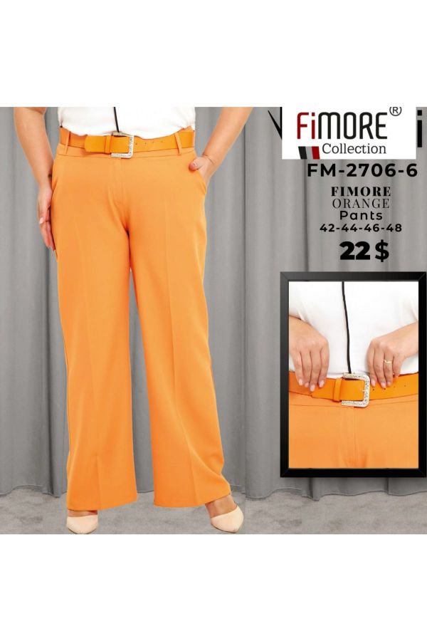 Изображение Fimore 2706-6xl OРАНЖЕВЫЙ Женские брюки большого размера