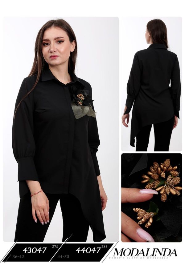 Picture of Modalinda 43047 BLACK Women Blouse