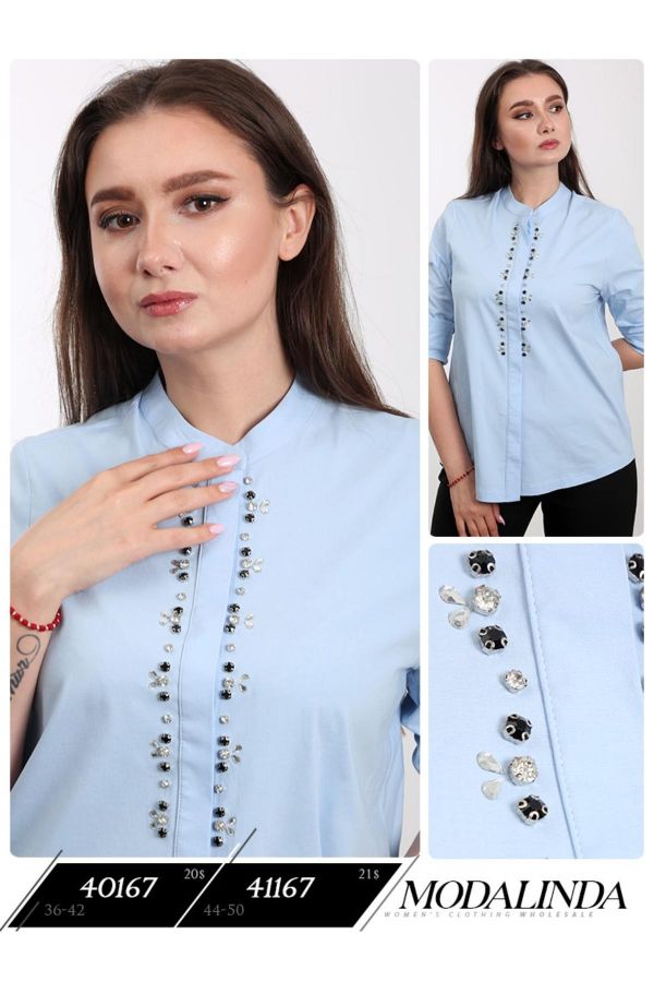 Изображение Modalinda 41167xl БИРЮЗОВЫЙ Женская блузка большого размера