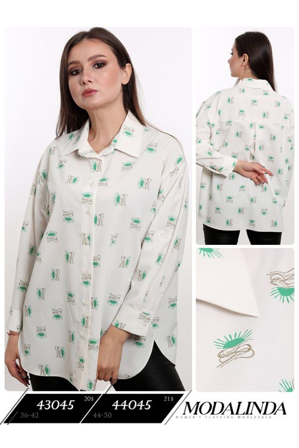 Изображение Modalinda 44045xl ЗЕЛЕНЫЙ Женская блузка большого размера