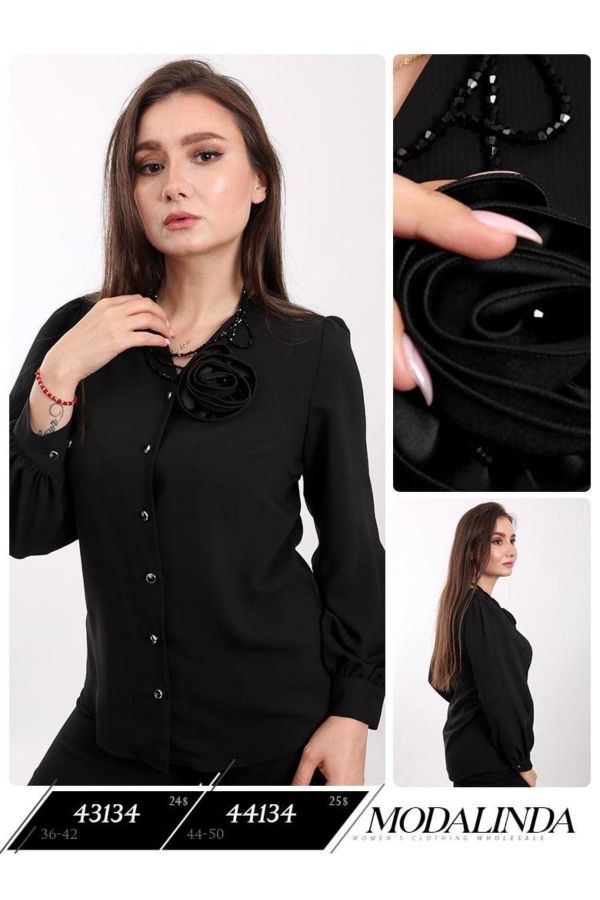 Изображение Modalinda 44134xl ЧЕРНЫЙ Женская блузка большого размера