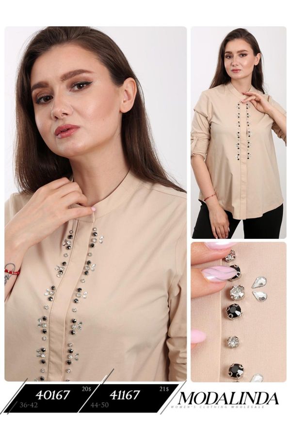 Picture of Modalinda 40167 BEIGE Women Blouse