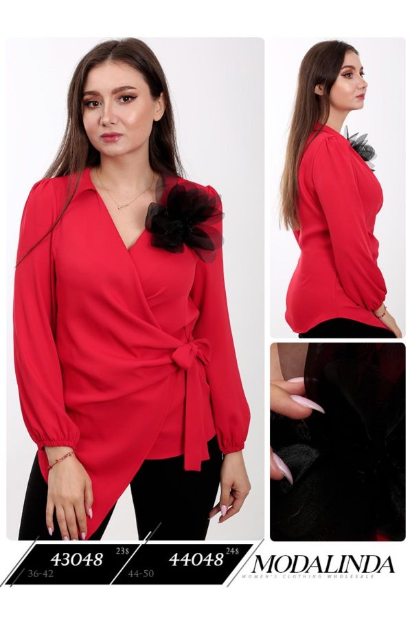 Изображение Modalinda 44048xl КРАСНЫЙ Женская блузка большого размера