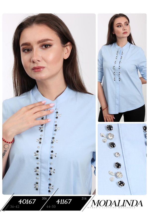 Picture of Modalinda 40167 TURQUOISE Women Blouse