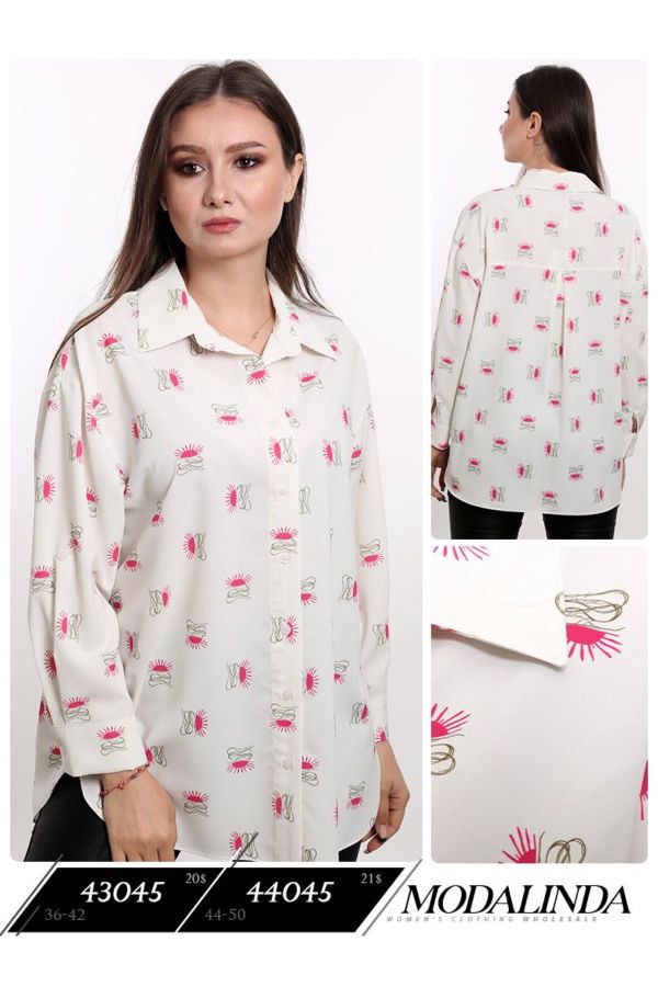 Изображение Modalinda 44045xl РОЗОВЫЙ Женская блузка большого размера