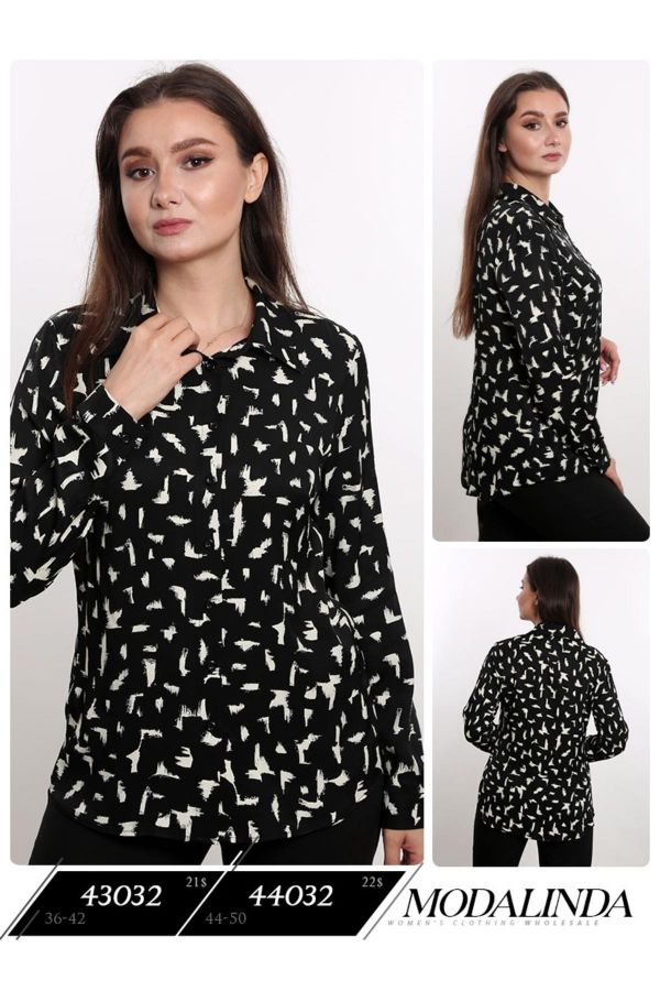 Изображение Modalinda 44032xl ЧЕРНЫЙ Женская блузка большого размера