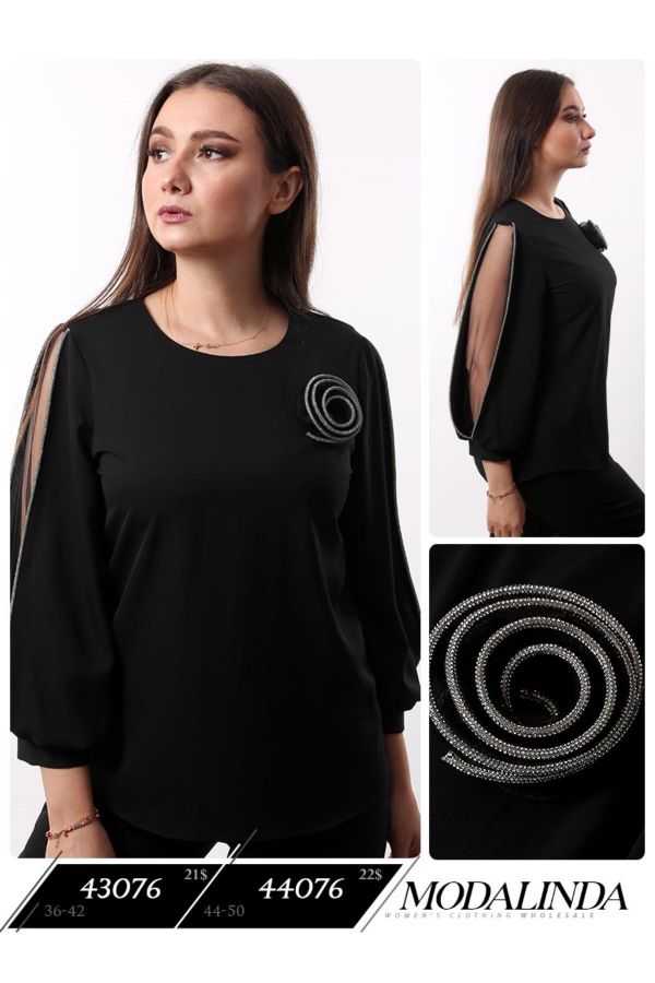 Picture of Modalinda 43076 BLACK Women Blouse