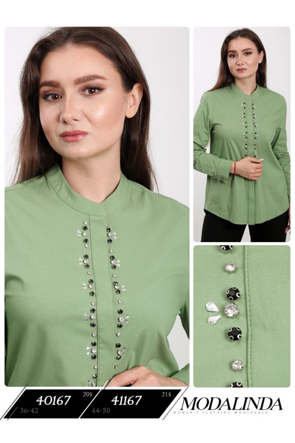 Изображение Modalinda 41167xl ЗЕЛЕНЫЙ Женская блузка большого размера