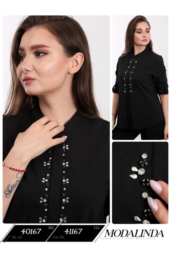 Picture of Modalinda 40167 BLACK Women Blouse