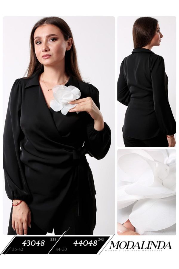 Изображение Modalinda 44048xl ЧЕРНЫЙ Женская блузка большого размера
