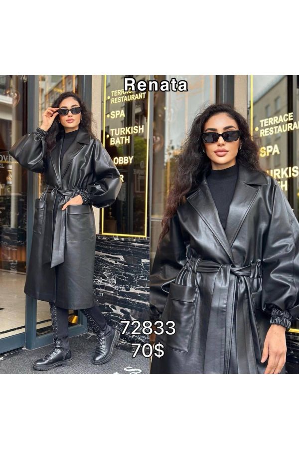 Picture of Renata 72833 BLACK Women Trenchcoat