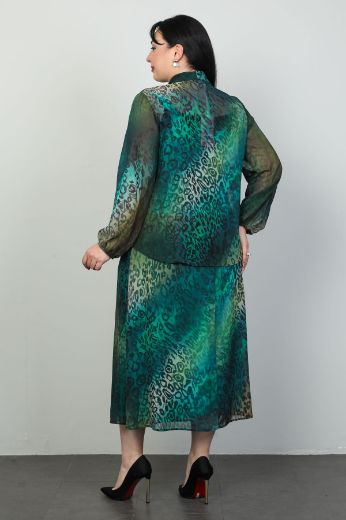 Picture of Roguee 1514xl GREEN Plus Size Women Skirt Suit
