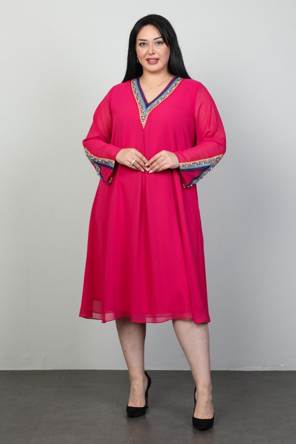 Wioma 4455xl PEMBE Büyük Beden Kadın Elbise resmi