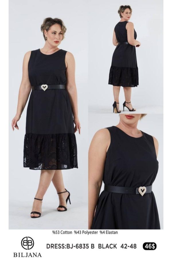 Picture of Biljana 6835xl BLACK Plus Size Women Dress 