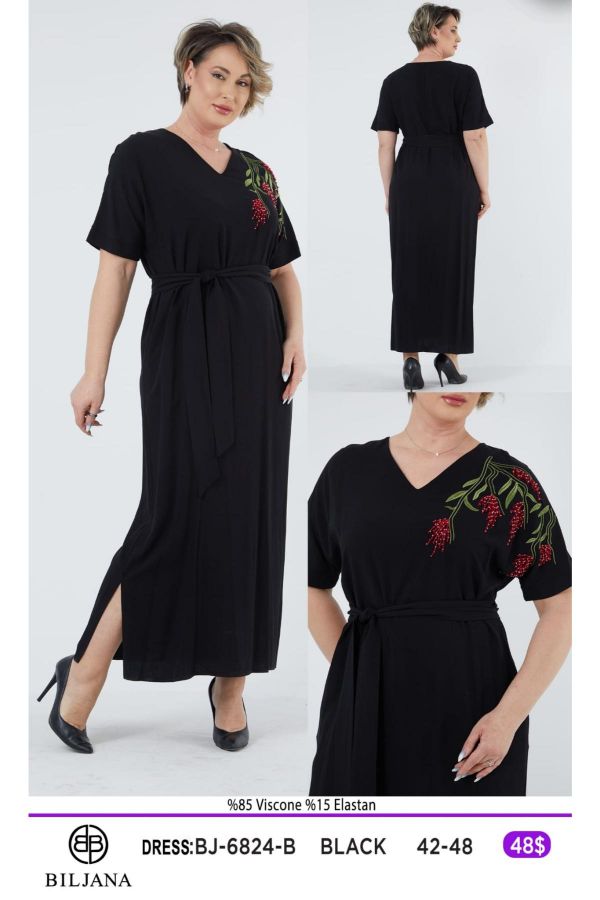 Picture of Biljana 6824xl BLACK Plus Size Women Dress 