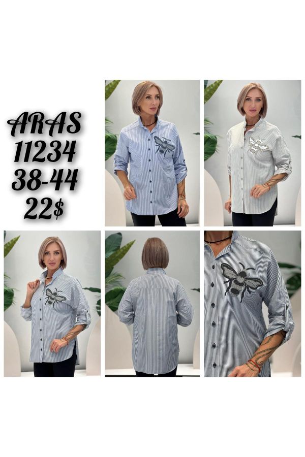 Изображение Aras 11234xl ТЕМНО-СИНИЙ Женская блузка большого размера