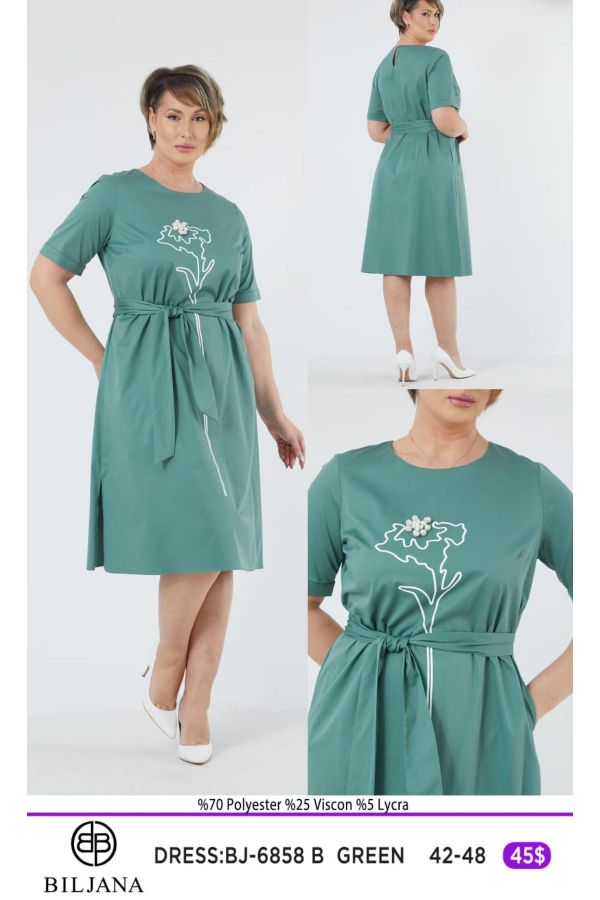 Picture of Biljana 6858xl GREEN Plus Size Women Dress 