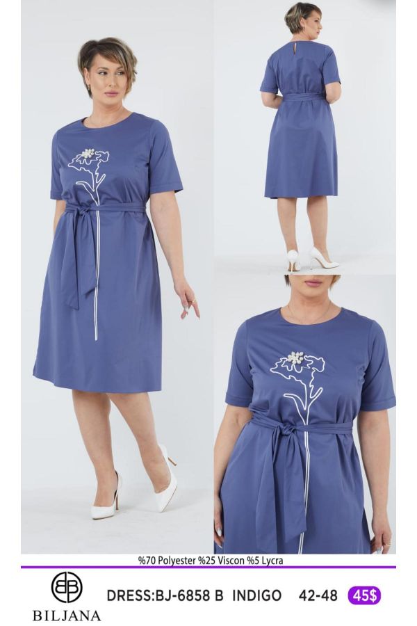 Picture of Biljana 6858xl INDIGO Plus Size Women Dress 