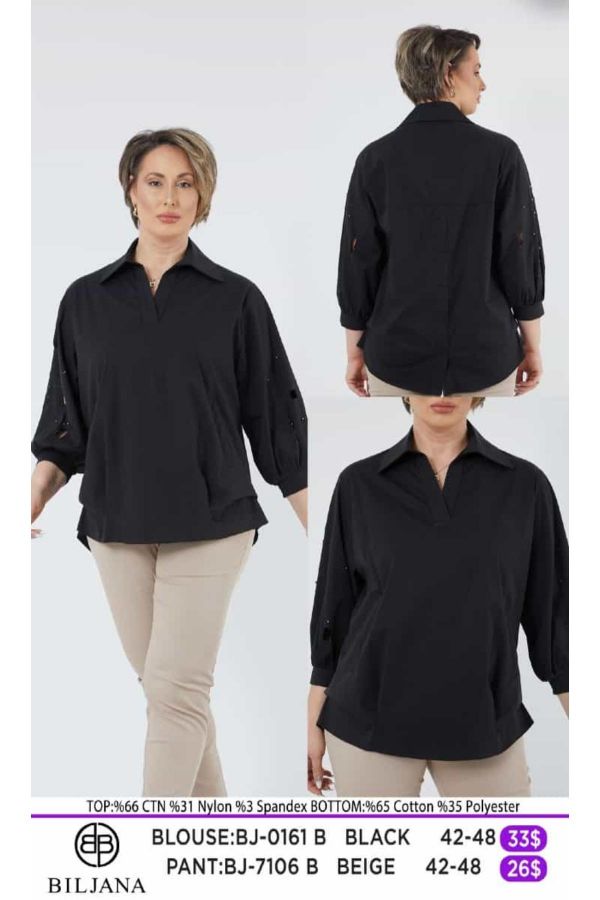 Picture of Biljana 0161 BLACK Plus Size Women Blouse 