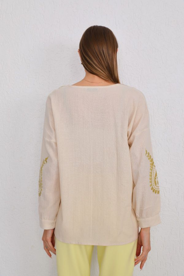 Picture of ES-Q E5546 BEIGE Women Blouse