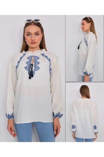 Picture of ES-Q E5484 WHITE Women Blouse