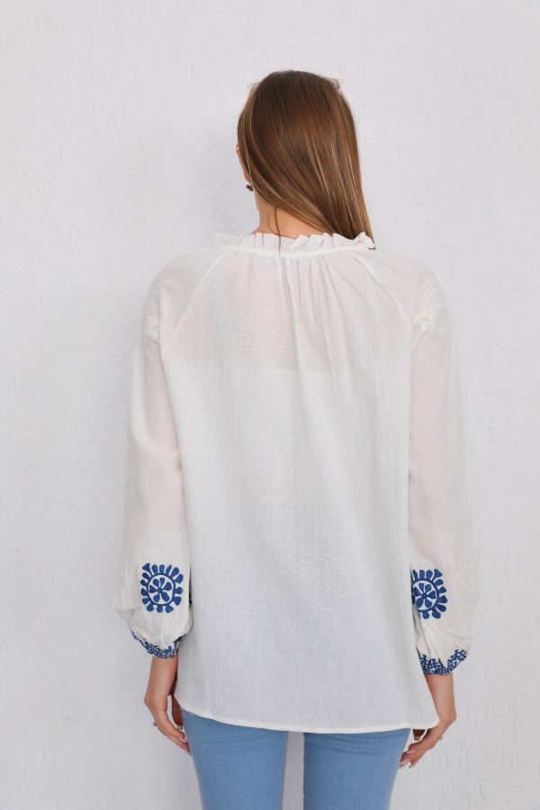 Picture of ES-Q E5484 WHITE Women Blouse