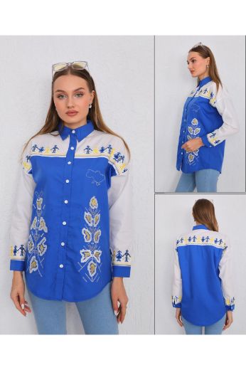 Picture of ES-Q E2688 BLUE Women Shirt