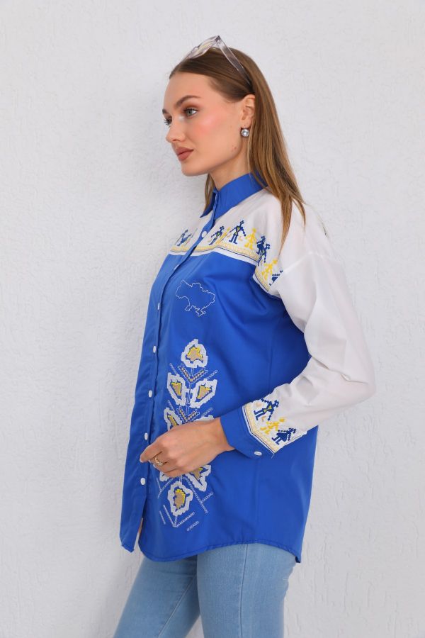 Picture of ES-Q E2688 BLUE Women Shirt