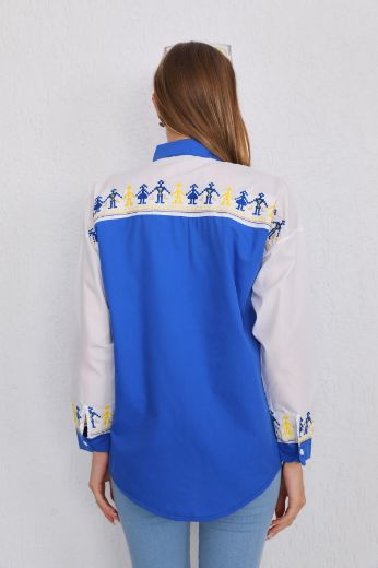 Picture of ES-Q E2688 BLUE Women Shirt