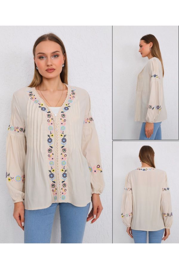 Picture of ES-Q E2228-1 BEIGE Women Blouse