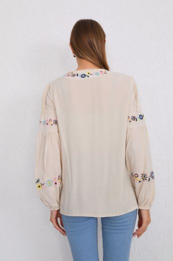 Picture of ES-Q E2228-1 BEIGE Women Blouse