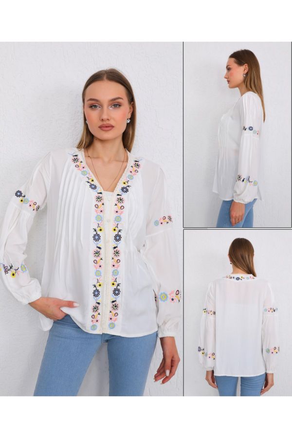 Picture of ES-Q E2228 WHITE Women Blouse