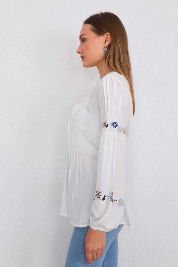 Picture of ES-Q E2228 WHITE Women Blouse