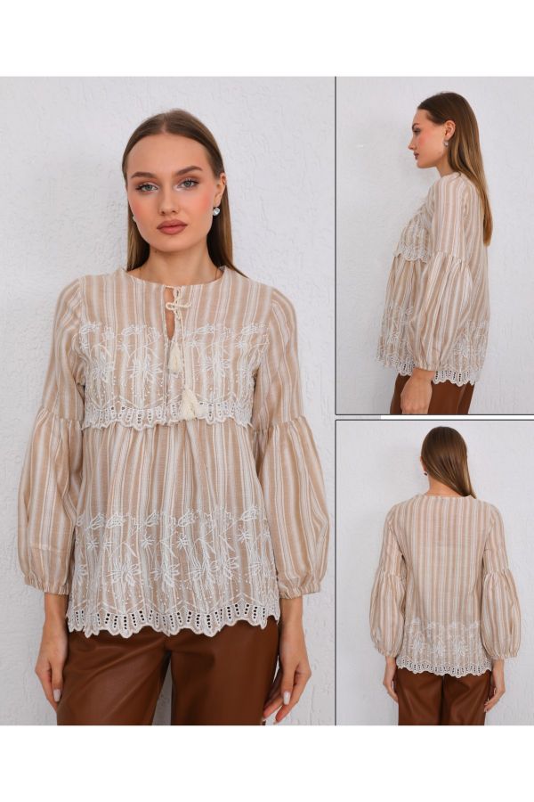 Picture of ES-Q E1853 BEIGE Women Blouse