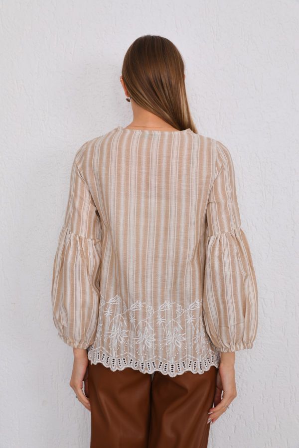 Picture of ES-Q E1853 BEIGE Women Blouse